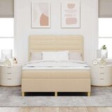  LED Box Spring Krevet s madracem Krema 140 x 200 cm tkanina - Krema 140 x 200 cm Dizajn linija | shoptok.hr