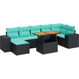  Vrtna garnitura - 8-dijelni set vrtnih sofa od poliratana s jastucima crni - Crna 1 | shoptok.hr