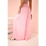 Kesi Włoski Women's wide trousers with elastic waistband light pink | Shoptok.si