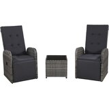  3-dijelni bistro set od poliratana s jastucima sivi | shoptok.hr