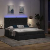 vidaXL Otomanski posteljni okvir z vzmetnicami črn 160x200 cm blago Cene