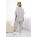 Kesi Włoski Cotton set blouse + trousers light grey | shoptok.hr