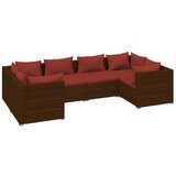  6-dijelna vrtna garnitura od poliratana s jastucima smeđa | shoptok.hr