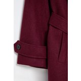Trendyol Curve Claret Red Regular Fit Wide Collar Detailed Long Wool Blend Cashmere Coat | shoptok.hr