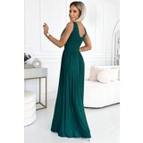 Numoco Long brocade dress with neckline and stitching at the waist | shoptok.hr