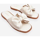 EVENTO PE1 Women's Leather Slippers With Bow White Becky Cijene