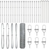 vidaXL Šesterokotna Ograja 0.8x50 m Galvanizirano Jeklo, Ograjni Stebri 13 kos Ø32 mm 120 cm Galvanizirano Jeklo | Shoptok.si