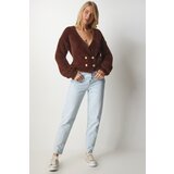  Women's Brown Soft Bearded Knitwear Cardigan | shoptok.hr