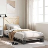  Okvir za krevet s uzglavljem sivi 90x200 cm masivna borovina | shoptok.hr