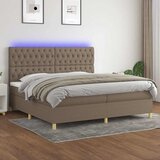  box spring s madracem LED smeđesivi 200x200 cm tkanina | shoptok.hr