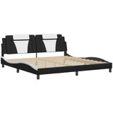  Okvir kreveta LED crno-bijeli 200 x 200 cm umjetna koža | shoptok.hr
