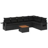 Maison Chic Seti vrtnega pohištva - Vrtna garnitura - Vrtni pohištvo set 8-delna z blazinami črn poli ratan, (21799804) | Shoptok.si