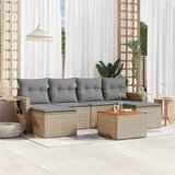 Maison Chic Seti vrtnega pohištva - Vrtna garnitura - Vrtni pohištvo set 7-delna z blazinami bež poli ratan, (21801241) | Shoptok.si