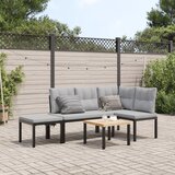 vidaXL Set vrtnih klupa s jastucima 4 kom crni čelik obložen prahom | shoptok.hr