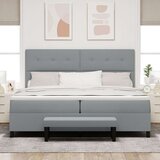 Box Spring Postelja z vzmetnico in klopjo svetlo siva 200x200 cm tkanina, (22080760) | Shoptok.si