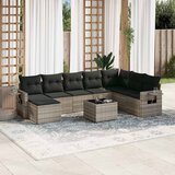 Maison Chic Seti vrtnega pohištva - Vrtna garnitura - Vrtni pohištvo set 9-delna z blazinami sv. siv poli ratan, (21797094) | Shoptok.si