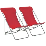 vidaXL Zložljivi stoli za na plažo 2 kosa jeklo in oksford blago rdeči, (20662064)