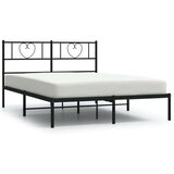 vidaXL Kovinski posteljni okvir z vzglavjem črn 135x190 cm | Shoptok.si