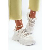 Kesi Women's sneakers on a massive sole with decorative lacing white Relissa cene