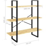 Ormarić za knjige s 3 razine 100 x 30 x 105 cm masivna borovina | Eponuda.com