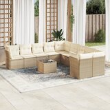 vidaXL 11-dijelni set vrtnih sofa od poliratana s jastucima bež Cijene