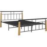 Kovina okvir za krevet od metala i masivne hrastovine 140 x 200 cm | shoptok.hr