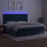  Box spring s madracem LED tamnoplavi 200x200 cm baršun | shoptok.hr