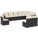  10-dijelni set vrtnih sofa s jastucima crni od poliratana | shoptok.hr