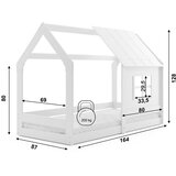  Drveni dječji krevet House s prozorom - 160x80 cm - bijeli | shoptok.hr