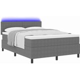 vidaXL Box Spring Bed s madracem & LED svijetlosiva 140x200 cm Tkanina od kordure | shoptok.hr