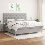  Box spring postelja z vzmetnico svetlo siva 200x200 cm blago, (20724915) Cene