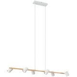 QAZQA Smart hanglamp hout met wit langwerpig 6-lichts incl. Wifi GU10 - Jeana Straight | Shoptok.si