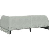 vidaXL Kotna postelja z vzglavjem Svetlo siva 90 x 200 cm Žamet | Shoptok.si