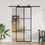 vidaXL drsna vrata z opremo črna 90x205 cm esg steklo