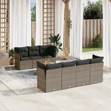 vidaXL 8-dijelni set vrtnih sofa od poliratana s jastucima sivi Cijene