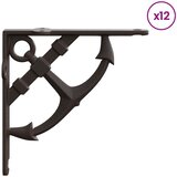  Nosači za zidne police 12 kom. Antikna smeđa 10 x 10 x 3 cm | shoptok.hr