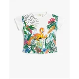 Koton Flamingo Printed T-Shirt Summer Themed Crew Neck Cotton