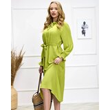 Resti Light green women's long dress with waist tie - Clothing | Shoptok.si