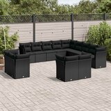  13-dijelni set vrtnih sofa s jastucima poliratan crni | shoptok.hr