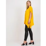 Fashion Hunters Plus size yellow viscose blouse with ruffles