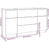 vidaXL 3-dijelna komoda boja sivog hrasta sonome od konstruiranog drva | shoptok.hr