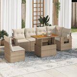 Maison Chic Seti vrtnega pohištva - Vrtna garnitura - Vrtni pohištvo set 7-delna z blazinami bež poli ratan, (21804036) | Shoptok.si