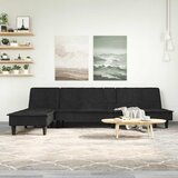 vidaXL Raztegljiv kavč L oblike črn 255x140x70 cm žamet Cene