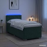  Krevet s box springom, madracem i LED-om Tamnozelena Baršun | shoptok.hr