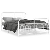 vidaXL Kovinski posteljni okvir z vzglavjem in vznožjem bel 140x190 cm | Shoptok.si