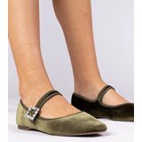 D/CEO marka niezdefiniowana Green velvet women's ballet flats with buckle Kvitta | ePonuda.com