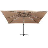 vidaXL konzolni suncobran s aluminijskom šipkom led 400x300 cm sivkasti | shoptok.hr