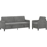  Set sofe s pohranom 2 kom. Tamnosiva Poliester - Tamnosiva 1-sjedalni + 3-sjedalni (180 cm) | shoptok.hr