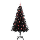  Božićno drvce s 150 LED svjetlima s stalakom Crna 150 cm PVC | shoptok.hr