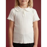 Sinsay Pamučna bluza s ukrasnim ovratnikom i volanima | shoptok.hr